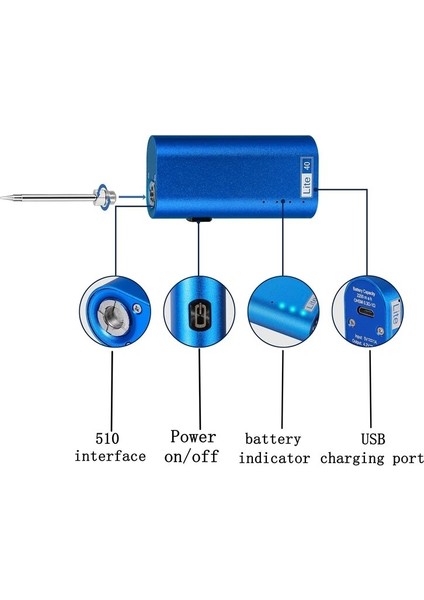 Mavi Havya 5V Elektrikli Havya Kablosuz Şarj Havya USB Lehimleme Aracı ile Taşınabilir Android Arayüzü Şarj (Yurt Dışından)