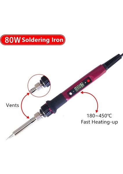Kırmızı Abd 80W Dijital Elektrikli Havya Seti Seti Sıcaklık Ayarlanabilir 220V 110V Kaynak Aracı Seramik Isıtıcı Lehimleme Ipuçları Rework (Yurt Dışından) fırsatları