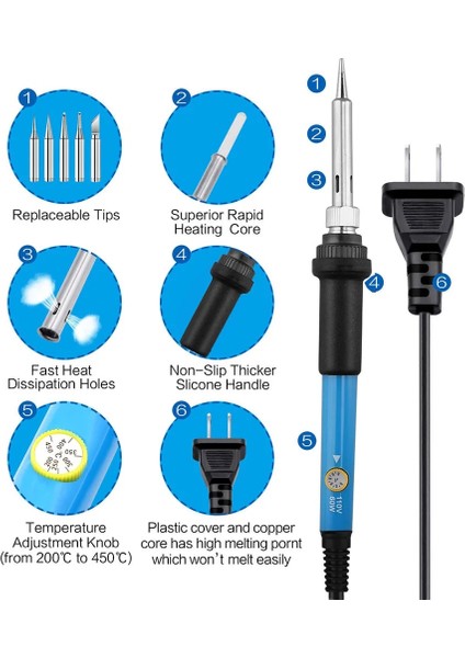 Set 4 Ab Mini Havya Sıcaklık Ayarlanabilir Elektrikli Havya Rework Istasyonu Kolu Isı Kalem Kaynak Onarım Araçları Kiti 60 W (Yurt Dışından)