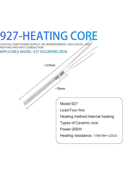 927 90W 220V 1 Adet 200W Elektrikli Havya Isıtıcı Ayarlanabilir Sıcaklık Seramik Dahili Isıtma Elemanı 907 926 927 936 Havya (Yurt Dışından) modelleri