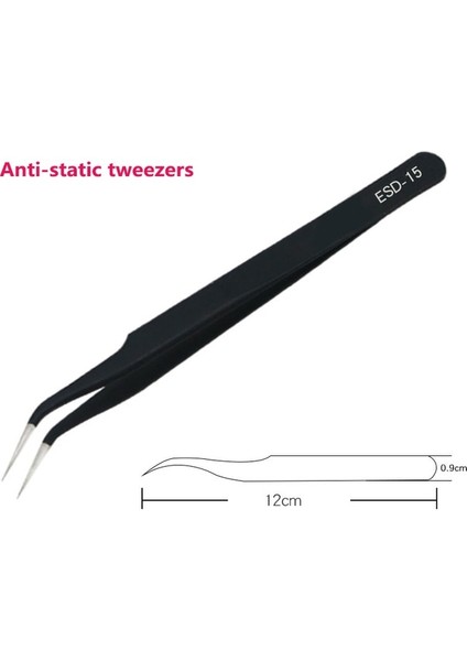 Cımbız Lehim Teli Demir Tel Makarası 50G 0.8mm Havya Ucu Esd Anti-Statik Hassas Cımbız Havya Standı Onarım Aracı Seti (Yurt Dışından)