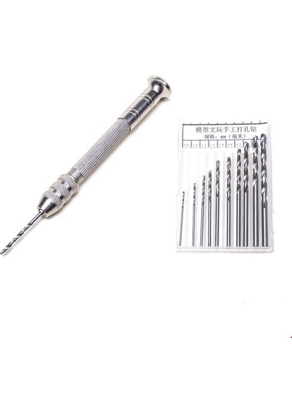 Set4 Mini Alüminyum El Matkabı + 10 Adet Mikro Hss Büküm Matkap Uçları Takı Saat Hobi El Aracı Dıy Manuel Brilling Aracı 0.8-3mm (Yurt Dışından)