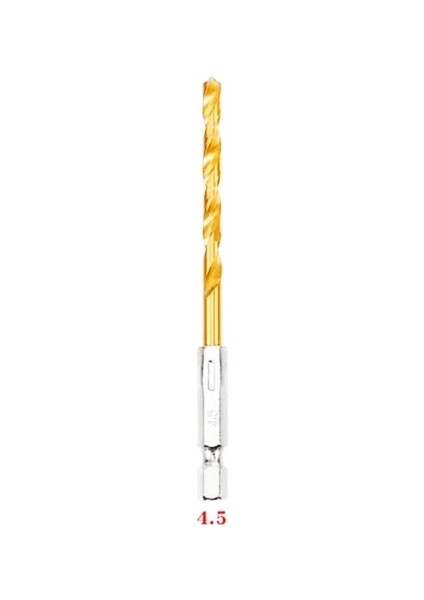 4.5mm Yeni Büküm Matkap Ucu Hss Yüksek Hız Çelik Titanyum Kaplamalı Matkap Ucu Seti 1/4hex Shank 1.5-6.5mm Altıgen Saplı Büküm Matkap Ağaç Işleme (Yurt Dışından)