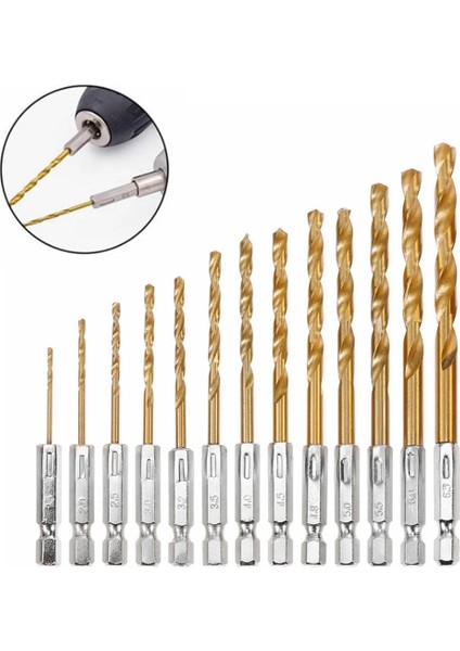4.5mm Yeni Büküm Matkap Ucu Hss Yüksek Hız Çelik Titanyum Kaplamalı Matkap Ucu Seti 1/4hex Shank 1.5-6.5mm Altıgen Saplı Büküm Matkap Ağaç Işleme (Yurt Dışından)