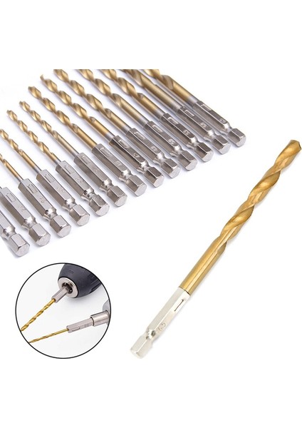4.5mm Yeni Büküm Matkap Ucu Hss Yüksek Hız Çelik Titanyum Kaplamalı Matkap Ucu Seti 1/4hex Shank 1.5-6.5mm Altıgen Saplı Büküm Matkap Ağaç Işleme (Yurt Dışından)