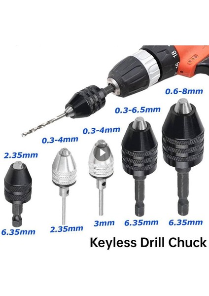 0.3-3.4mm Mini Anahtarsız Matkap Chuck 0.3-8mm Kendinden Sıkma Elektrikli Matkap Uçları Pens Fikstür Araçları 1/4 "hex Shank Hızlı Değişim Dönüştürücü (Yurt Dışından)