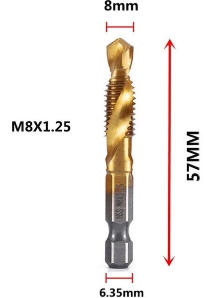 M8X1.25 M3-M10 Vida Dokunun Matkap Uçları Hss Musluklar Havşa Çapak Alma Seti Metrik Kombinasyon Bit Yüksek Hız Çeliği 1/4 In Hızlı Değişim Altıgen (Yurt Dışından)