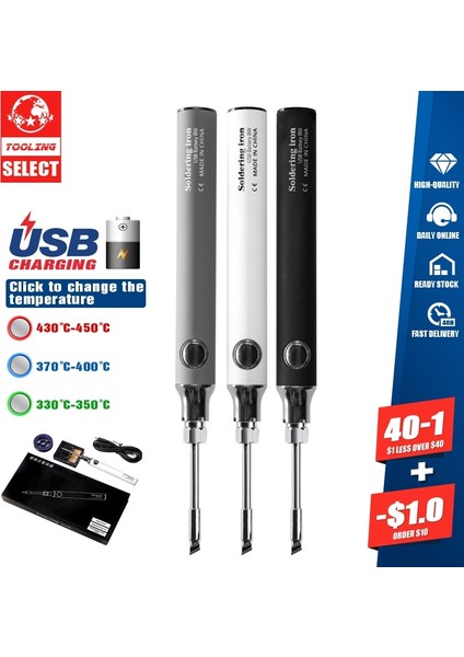 Sivri Uç 8-10W, Kaynak Akıları ile 5V 8W Elektrikli Havya USB Şarj Edilebilir Taşınabilir Ayarlanabilir Sıcaklık Seramik Çekirdek Isıtma Kaynak Onarım Araçları (Yurt Dışından) fiyatları