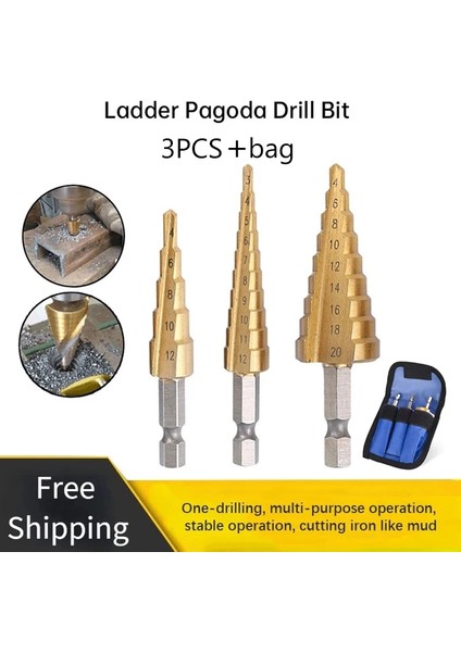 S 4-12-9 3 Adet/takım 3-12MM 4-12MM 4-20MM Hss Düz Oluk Adım Matkap Ucu Titanyum Kaplamalı Ahşap Metal Delik Kesici Çekirdek Delme Alet Takımı (Yurt Dışından) indirimleri