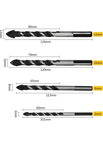 Siyah 6mm 3-12MM Tungsten Çelik Metal Alaşım Üçgen Matkap Uçları Seramik Duvar Cam Beton Delik Açıcı Siyah Kesici Tırnak Metal Matkap (Yurt Dışından) modelleri