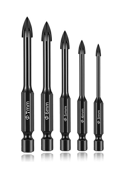 3-4-5-6-7 mm Cam Beton Matkap Ucu Seti Çapraz Altıgen Kiremit Seramik Matkap Uçları Çimentolu Karbür Seti Evrensel Delme Aracı Duvar Için Delik Açıcı (Yurt Dışından)