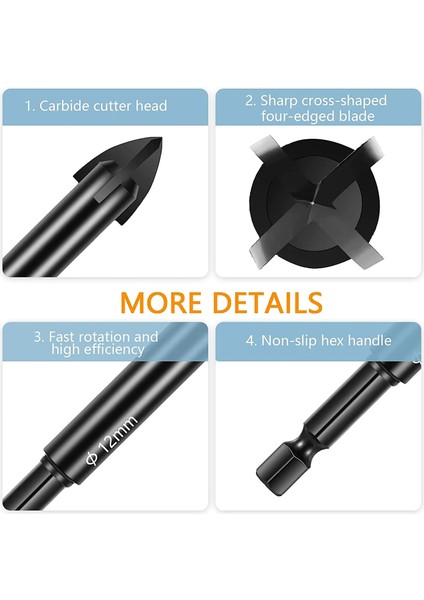 3-4-5-6-7 mm Cam Beton Matkap Ucu Seti Çapraz Altıgen Kiremit Seramik Matkap Uçları Çimentolu Karbür Seti Evrensel Delme Aracı Duvar Için Delik Açıcı (Yurt Dışından)
