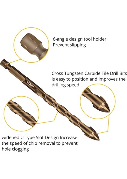 3mm Altıgen 3-12MM Çapraz Altıgen Kiremit Cam Seramik Ahşap Beton Matkap Uçları Seti Alaşım Üçgen Büküm Matkap Uçları Delik Açıcı Metal Delme (Yurt Dışından) fırsatları