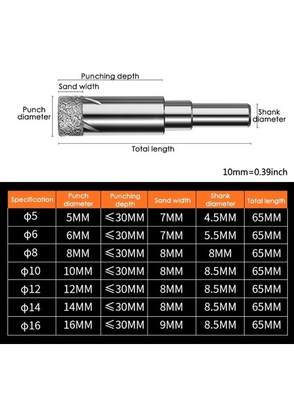 10 mm M89B Cam Delme Araçları Sondaj Makinesi Elmas Delme Uçları Seramik Porselen Seramik Karo Üzerinde Delik Açmak Için (Yurt Dışından)