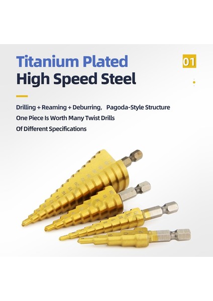 4-20 3-12 4-12 4-20 4-32MM Hss Titanyum Adım Matkap Ucu Konik Kademeli Matkap Metal Ahşap Yüksek Hızlı Kademeli Matkap Seti Elektrikli El Aletleri (Yurt Dışından) modelleri