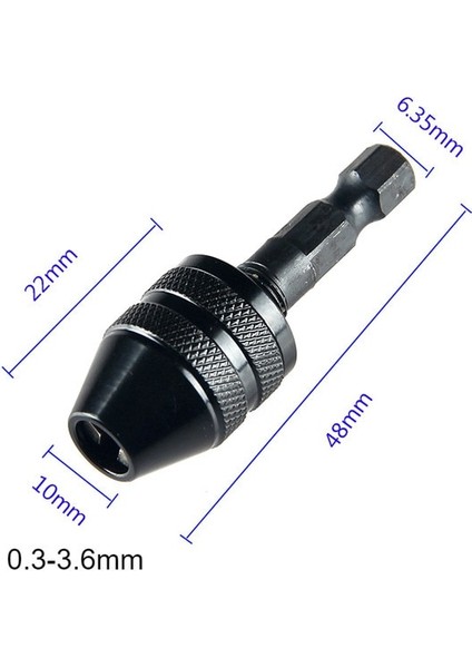 0.3-3.6mm Hex Siyah 1 Pc Hızlı Değişim Anahtarsız Matkap Ucu Chuck Hex Shank Adaptörü Dönüştürücü Aracı Üç Çeneli Chuck Elektrikli Öğütücü Matkap Chuck (Yurt Dışından)