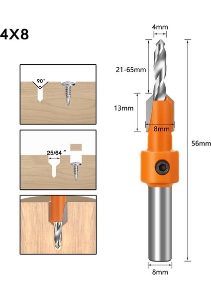 8 4 1 Adet 8mm Shank Havşa Matkap Uçları Havşa Başlı Delme Ucu Ağaç Işleme Matkap 2.8,3,3.2,3.5,4mm (Yurt Dışından)
