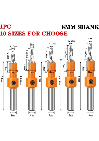 8 4 1 Adet 8mm Shank Havşa Matkap Uçları Havşa Başlı Delme Ucu Ağaç Işleme Matkap 2.8,3,3.2,3.5,4mm (Yurt Dışından)