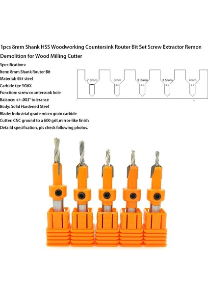 5 Adet Takım Elbise 8MM-10MM 10MM 1/5 Adet 8MM/10MM Takım Elbise Shank Hss Ağaç Işleme Havşa Freze Ucu Seti Vida Çıkarıcı Remon Yıkım Ahşap Freze Kesicisi (Yurt Dışından)