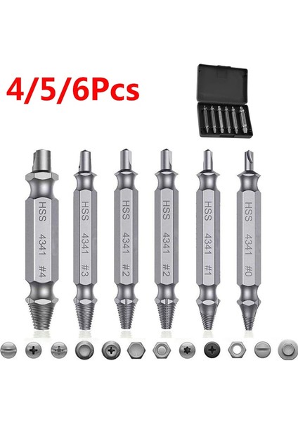 4 Adet Gümüş Kutusu ile 4/5/6 Pcs Hasarlı Vida Çıkarıcı Matkap Ucu Seti Soyulmuş Kırık Vida Cıvata Sökücü Çıkarıcı Kolayca Yıkım Araçlarını Çıkarın (Yurt Dışından) fiyatları