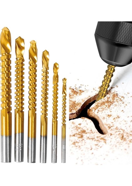 6 Adet 6 Parça Büküm Matkap Uçları Seti Tırtıklı Kanal Açma Kesme Musluğu Spiral Testere Ahşap Metal Plastik Delik Testere Titanyum Hss Matkap Ucu (Yurt Dışından) indirimleri