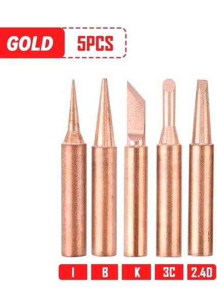 Altın 5 Adet 5/10 Adet 900M-T Havya Manyetik Olmayan Saf Bakır Lehim Ipuçları 936 907 Kol Muhafaza Lehimleme Araçları Markalama Demir Ucu (Yurt Dışından)