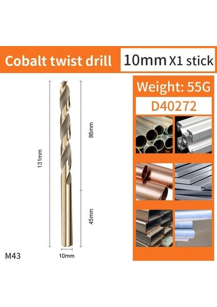 M35 Kobalt Bit 10MM Kobalt Büküm Uçları Düz Şaft Metal Matkap Uçları Mermer Ahşap Için Delik Delme Aracı Süper Sert Çelik 6/8/10/12/14/16/18/20/22/25MM (Yurt Dışından)