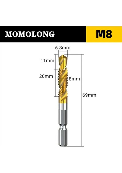 M8 M3 M4 M5 M6 M8 M10 Dokunun Matkap Uçları 1/4 Hex Shank Makinesi El Musluklar Titanyum Kaplamalı Hss Delme Dokunun Uçları Konu Vida Araçları (Yurt Dışından)