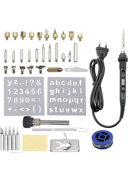 Set-1 220V Ab Tak 60W/80W Elektrikli Havya Ayarlanabilir Sıcaklık Ahşap Yakma Oyma Pirografi Kalem Seti Seti 28 In 1 Onarım Aracı (Yurt Dışından)