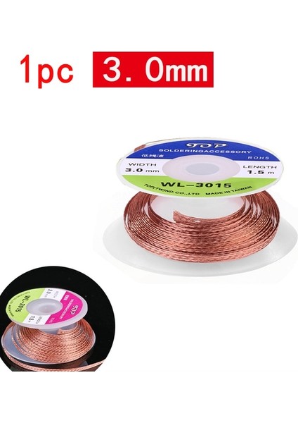 1 Adet 3.0mm 1.5m Lehim Sökücü Örgü Lehim Sökücü Fitil Düşük Kalıntı Kalay Şerit Tamir Araçları Doğru Maksimum Kalay Emme Kapasitesini Sağlayın (Yurt Dışından)