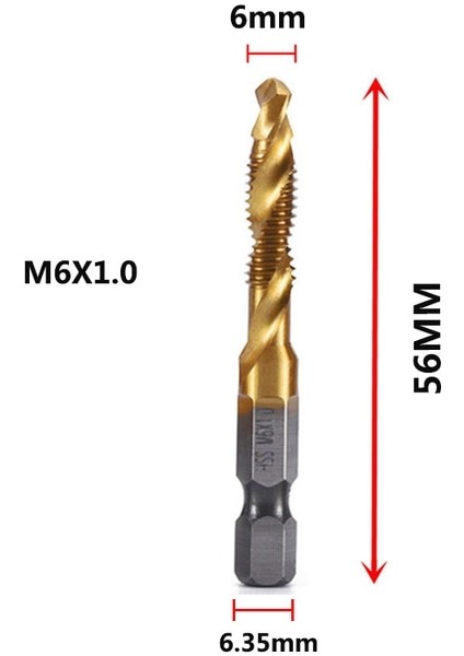 M6X1.0 M3-M10 Vida Dokunun Matkap Uçları Hss Musluklar Havşa Çapak Alma Seti Metrik Kombinasyon Bit Yüksek Hız Çeliği 1/4 In Hızlı Değişim Hex (Yurt Dışından)