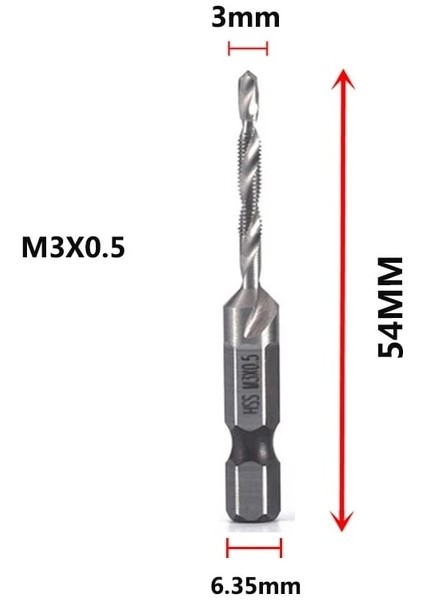 M3X0.5 M3-M10 Vida Dokunun Matkap Uçları Hss Musluklar Havşa Çapak Alma Seti Metrik Kombinasyon Bit Yüksek Hız Çeliği 1/4 In Hızlı Değişim Altıgen (Yurt Dışından)