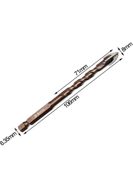 8mm Cam Matkap Uçları Justınlau 3-12MM Çapraz Hex Kiremit Matkap Uçları Cam Seramik Beton Delik Açıcı Tuğla Sert Alaşım Üçgen Bit Araç Kiti Için Set (Yurt Dışından)