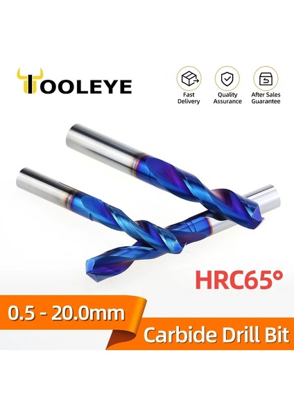 HRC65 3.1mm Tooleye HRC65° Tungsten Karbür Matkaplar Süper Sert Metal Işleme Cnc Torna Çelik Delme Araçları Için Metal Matkap Uçları 0.5-20.0mm (Yurt Dışından)