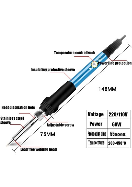 10G 60W 220V/110V Ab/abd Ayarlanabilir Sıcaklık Elektrikli Havya Lehim Kalay Kaynak Lehim Isıtma Ucu Onarım Aracı (Yurt Dışından) indirimleri