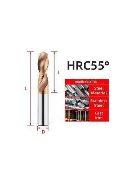 HRC55 2.1mm HRC45/55/65 Tungsten Karbür Bit Titanyum Metal Matkap 1.0-20MM Metal Işleme Araçları Karbür Uçları Metal Matkap Seti Sert Metal Matkap (Yurt Dışından)