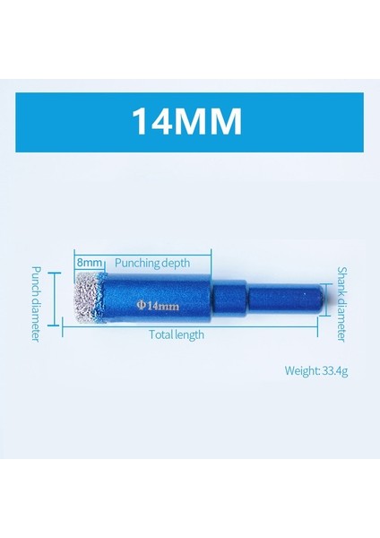 14MM Fayans Matkap Ucu Kendinden Soğutmalı Kuru Delme Elmas Delgeç Cam Mermer Granit Kuvars Porselen Seramik 6/8/10/12/14/16 (Yurt Dışından)