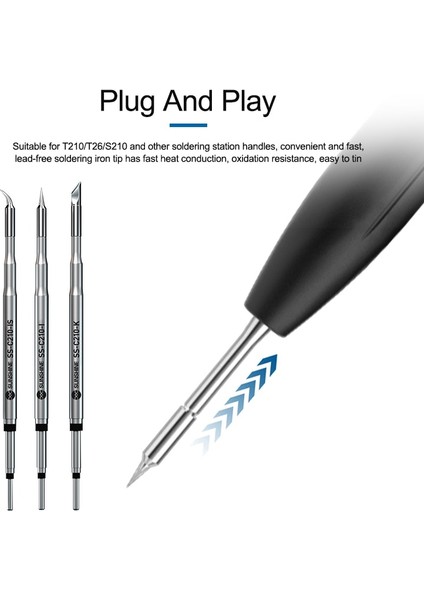 K Sunshınıe C210 Serisi Entegre Havya Uçları ve S210 Için Isıtma Çekirdeği Verimli Isı Iletim Sıcaklığı Geri Kazanımı (Yurt Dışından) fiyatları