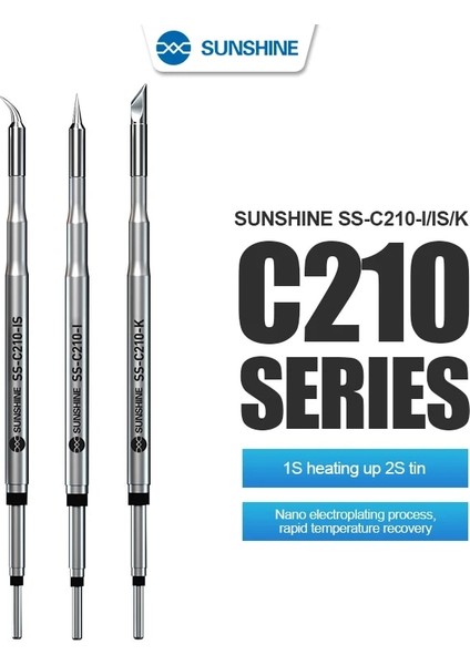 K Sunshınıe C210 Serisi Entegre Havya Uçları ve S210 Için Isıtma Çekirdeği Verimli Isı Iletim Sıcaklığı Geri Kazanımı (Yurt Dışından) modelleri