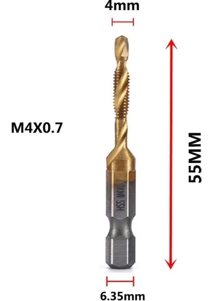 M4X0.7 M3-M10 Vida Dokunun Matkap Uçları Hss Musluklar Havşa Çapak Alma Seti Metrik Kombinasyon Bit Yüksek Hız Çeliği 1/4 In Hızlı Değişim Altıgen (Yurt Dışından)