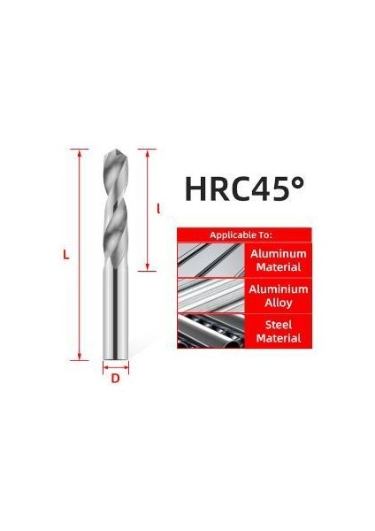 HRC45 1.7mm HRC45/55/65 Tungsten Karbür Bit Titanyum Metal Matkap 1.0-20MM Metal Işleme Araçları Karbür Uçları Metal Matkap Seti Sert Metal Matkap (Yurt Dışından)