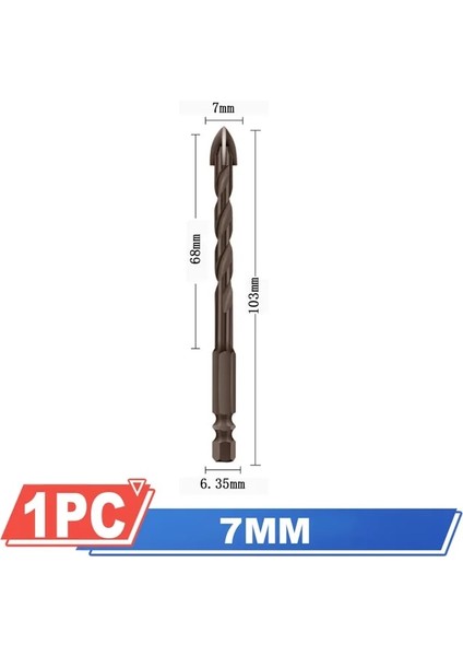 7mm Oauee Çapraz Altıgen Kiremit Uçları Seti Cam Seramik Beton Delik Açıcı Sert Alaşım Üçgen Matkap Metal Matkap Uçları Çelik 3-12MM (Yurt Dışından)