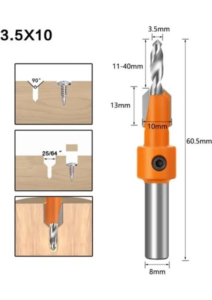 1 Adet 3.5X10 6 Boyutu Havşa Matkap Ucu Seti Marangozluk Aletleri Havşa Havşa Lavabo Ucu 10MM Genişlik Ağaç Işleme Ahşap Havşa Matkap (Yurt Dışından)