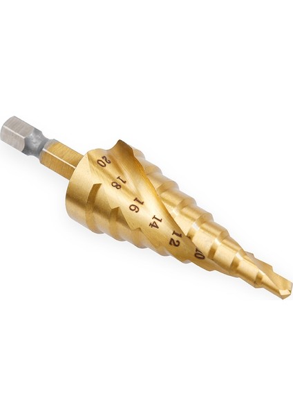 4-20 mm Hss Spiral Yivli Titanyum Kaplamalı Adım Matkap Ucu Spiral Flüt Hex Shank Ahşap Metal Delik Kesici Evrensel Elektrikli El Aletleri 4-12/20/32 (Yurt Dışından)