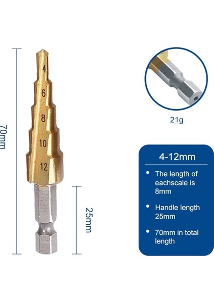 Altın 4-12MM 4-20MM 4-12MM 4-32MM Adım Matkap Ucu Kalemtıraş Metal Matkap Uçları Seti Sahne Çok Fonksiyonlu Kademeli Sondaj Konik Ağaç Işleme (Yurt Dışından)