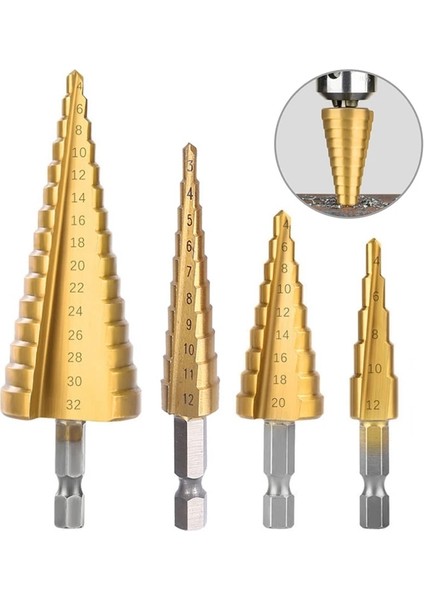 Altın 4-12MM 4-20MM 4-12MM 4-32MM Adım Matkap Ucu Kalemtıraş Metal Matkap Uçları Seti Sahne Çok Fonksiyonlu Kademeli Sondaj Konik Ağaç Işleme (Yurt Dışından) fırsatları