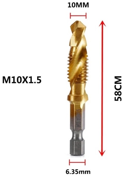 M10X1.5 M3-M10 Vida Dokunun Matkap Uçları Hss Musluklar Havşa Çapak Alma Seti Metrik Kombinasyon Bit Yüksek Hız Çeliği 1/4 In Hızlı Değişim Altıgen (Yurt Dışından)
