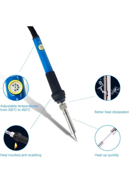 Mor 60W, Ab 60W Elektrikli Havya Ayarlanabilir Sıcaklık Elektrikli Havya Lehim Kalay Kaynak Lehim Isıtma Uç Onarım Aracı (Yurt Dışından)