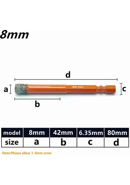 8mm (1 Adet) 5MM-16MM Vakum Lehimli Elmas Kuru Matkap Uçları Delik Testere Kesici Granit Mermer Seramik Karo Cam Elektrikli El Aletleri Aksesuarları (Yurt Dışından)