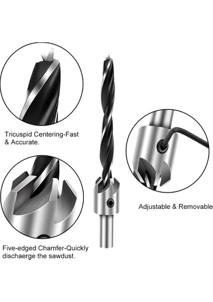 10MM Yuvarlak 3-10MM Havşa Matkap Ucu Flüt Yuvarlak Şaft Ayarlanabilir Konik Uçları Allen Anahtarı ile Ahşap Için Ağaç Işleme Sondaj Aracı (Yurt Dışından)